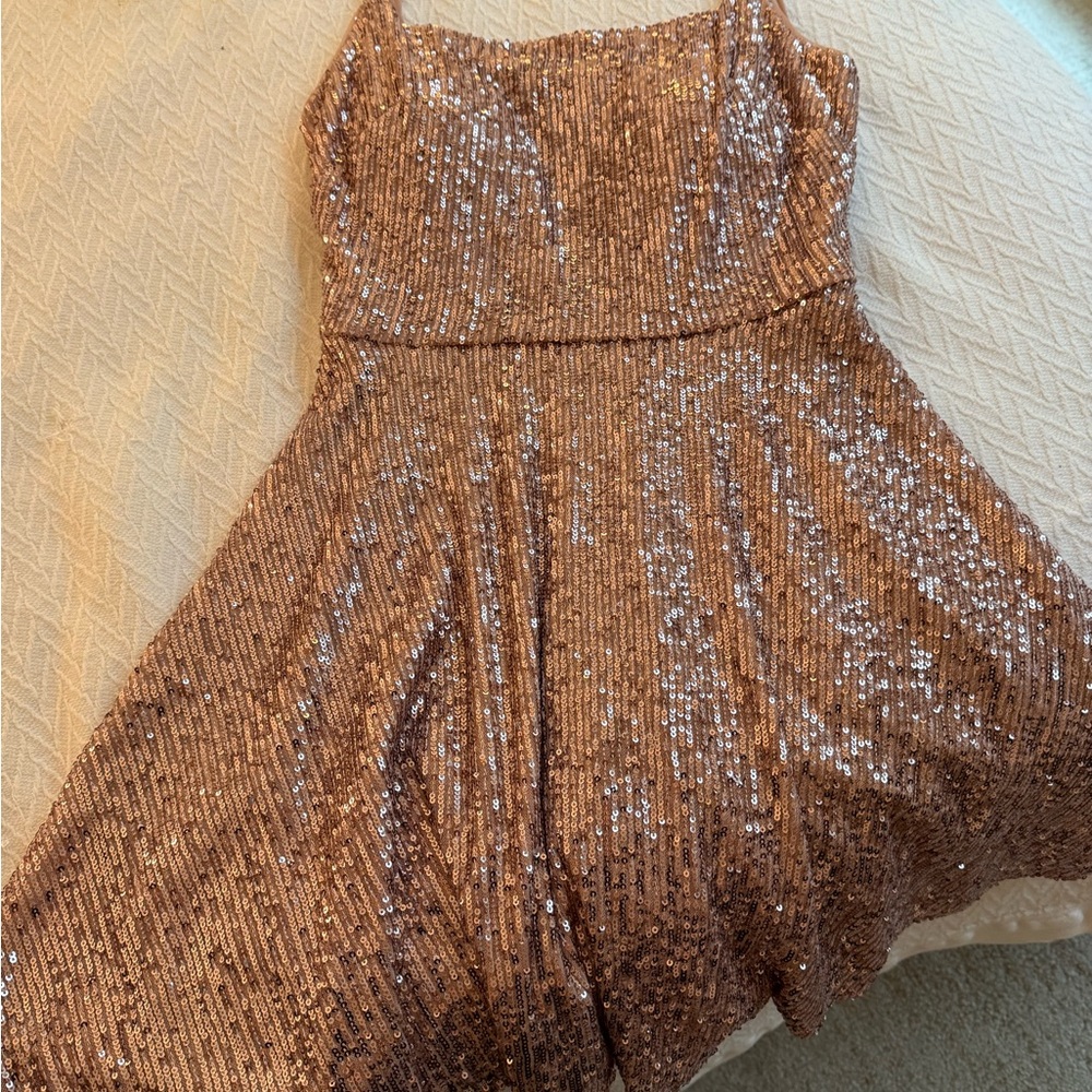 Morgan & Co. Sequin Embellished Dress in Gold